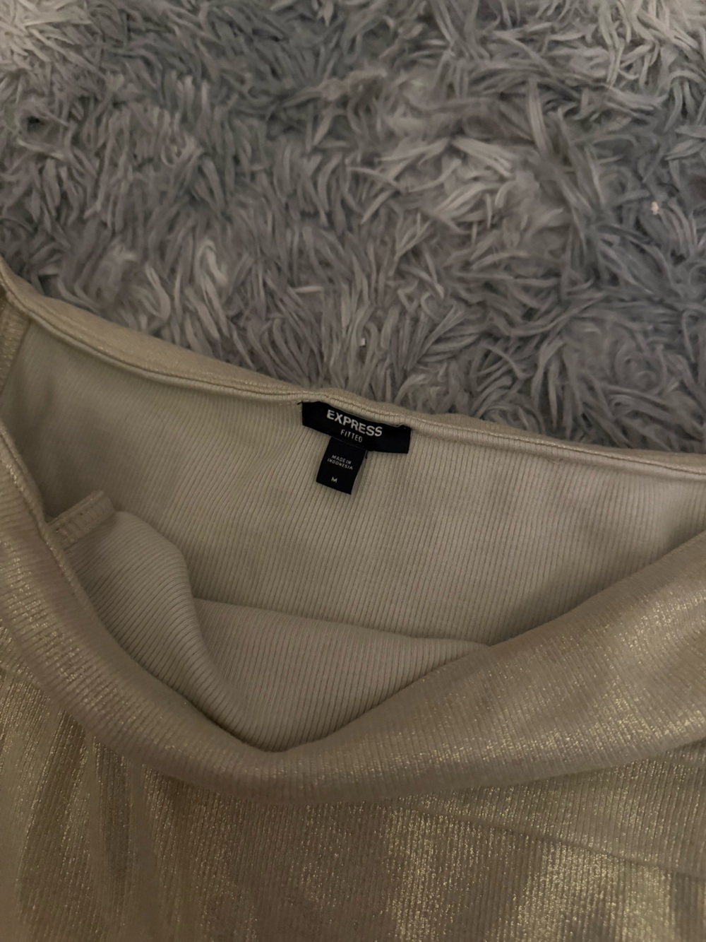 Express Shimmery Gold Off-Shoulder Top